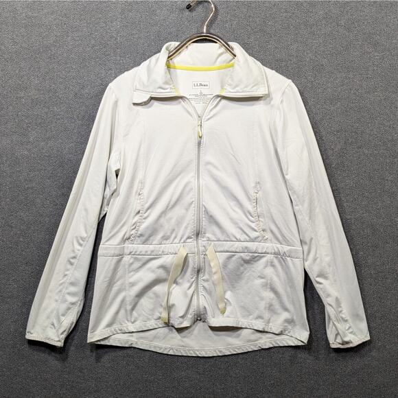 LL Bean Fleece Jacket Womens Large Belted Lightweight Full Zip Thumb Holes - Picture 1 of 11